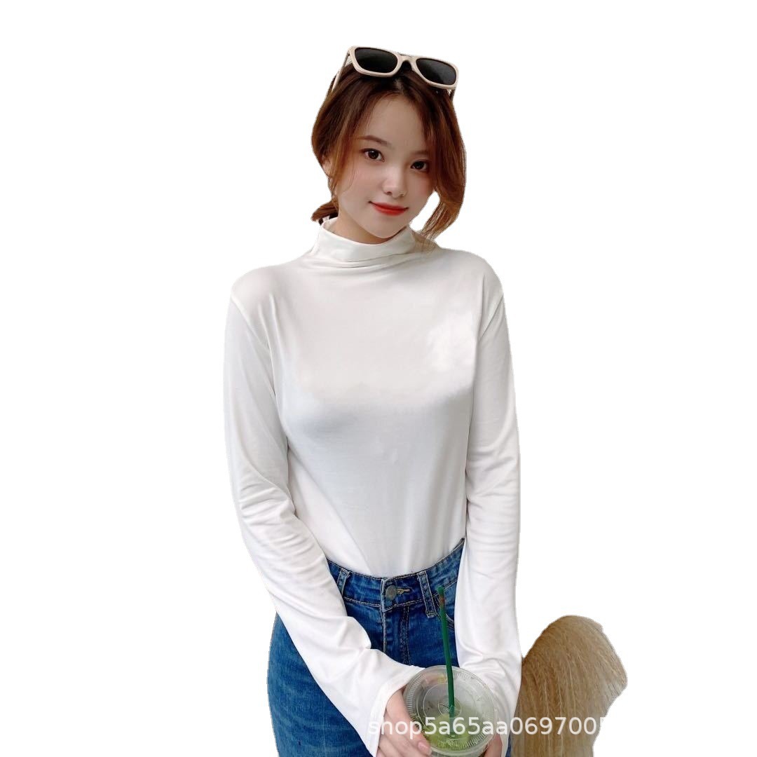 Nine-Color Mask Top Early Autumn Half-High Collar High-Elastic Solid Color Base Shirt Slim Fit Fashionable Inner and Outerwear Top for Women
