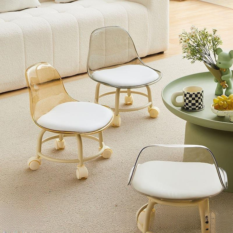 Acrylic small stool mute children's toddler stool with universal wheel Internet-famous small chair pulley low stool beautiful sewing stool