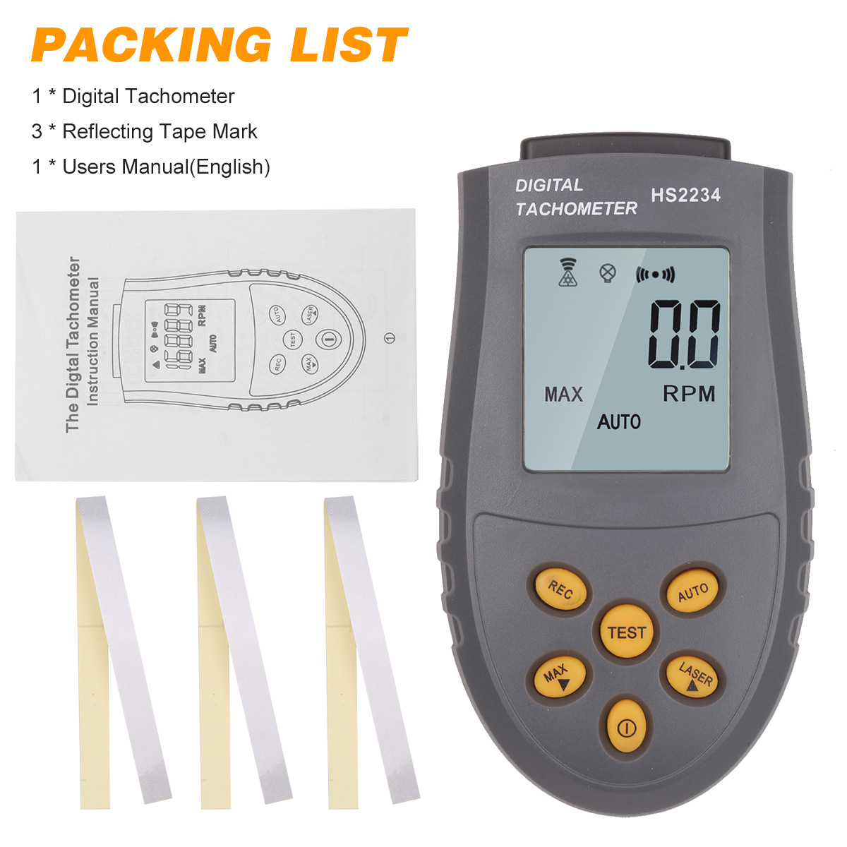 HS2234 digital display tachometer non-contact laser tachometer motor speedometer photoelectric tachometer