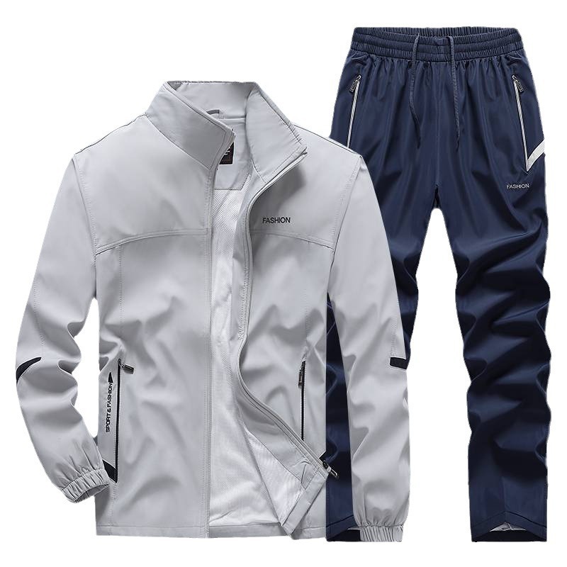 Spring and Autumn Casual Sports Suit Men's Two-Piece Stand-Up Collar Jacket Men's Jacket Tops Group Clothing
