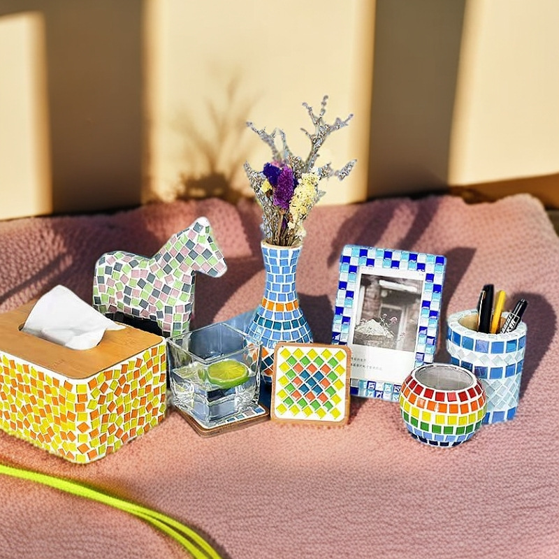 500g Mosaic Crystal Glass DIY Creative Patch Mixed Manufacturer Wholesale Square Art Decoration Creative Decoration