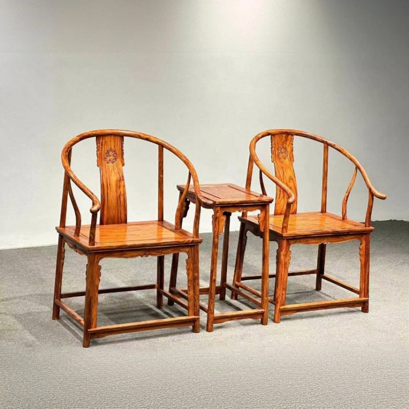 Hainan Huanghuali Single-Board Unicorn Armchair Mahogany Chinese-Style Living Room Furnishings Armchair Three-Piece Set Backrest Chair Furniture