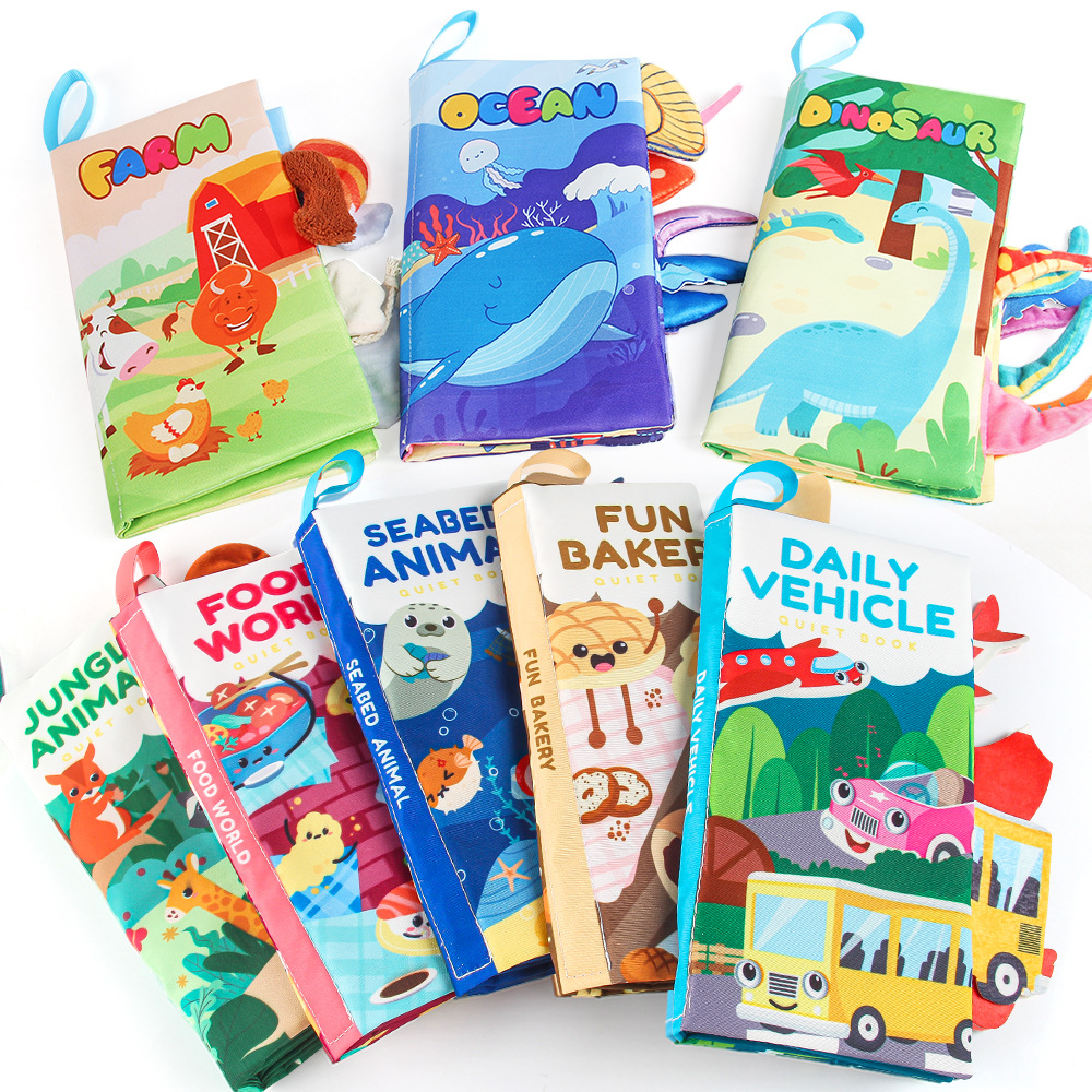 Книга из ткани для детей от 0 до 3 лет, можно жевать и рвать, развивающая игрушка