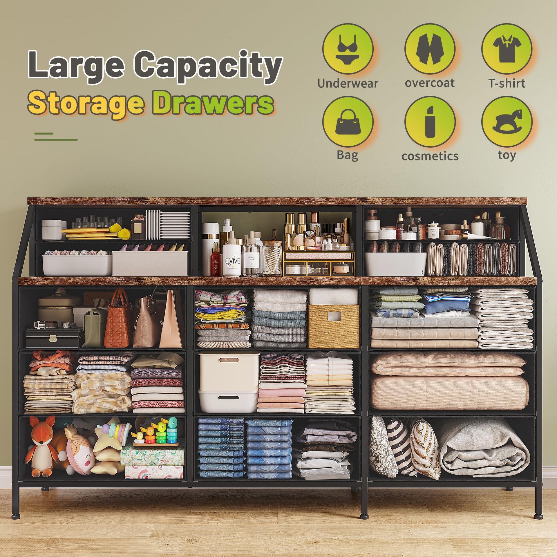 Multifunctional Drawer Cabinet Bedroom Living Room Tv Cabinet Wall-Mounted Multiple Non-Woven Drawer Storage Space Factory Direct Supply