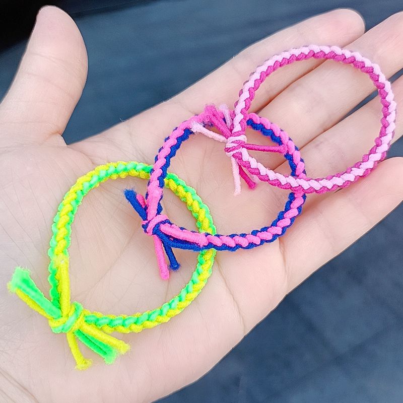 Multi-strand colored thread rubber band pure hand-woven twist hair belt non-wrapped hair ring bow knot hair rope stall