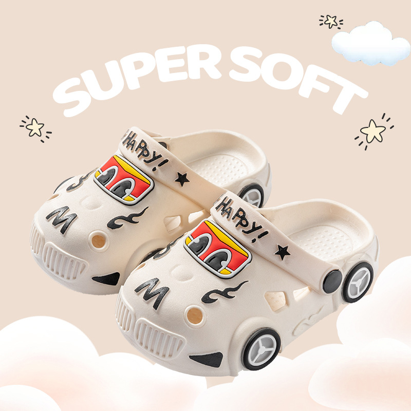 Wholesale luminous children's slippers cartoon car shape boys and girls soft bottom non-slip sandals and slippers baotou hole shoes