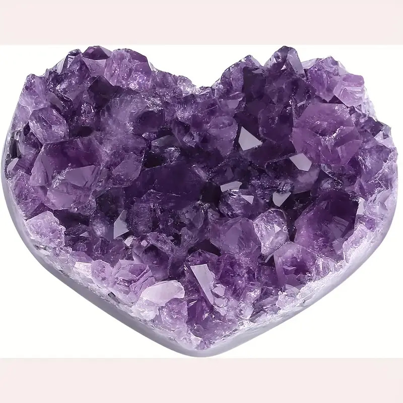 Cross-border natural amethyst love cluster box amethyst heart-shaped color crystal cluster block home decoration degaussing ornaments
