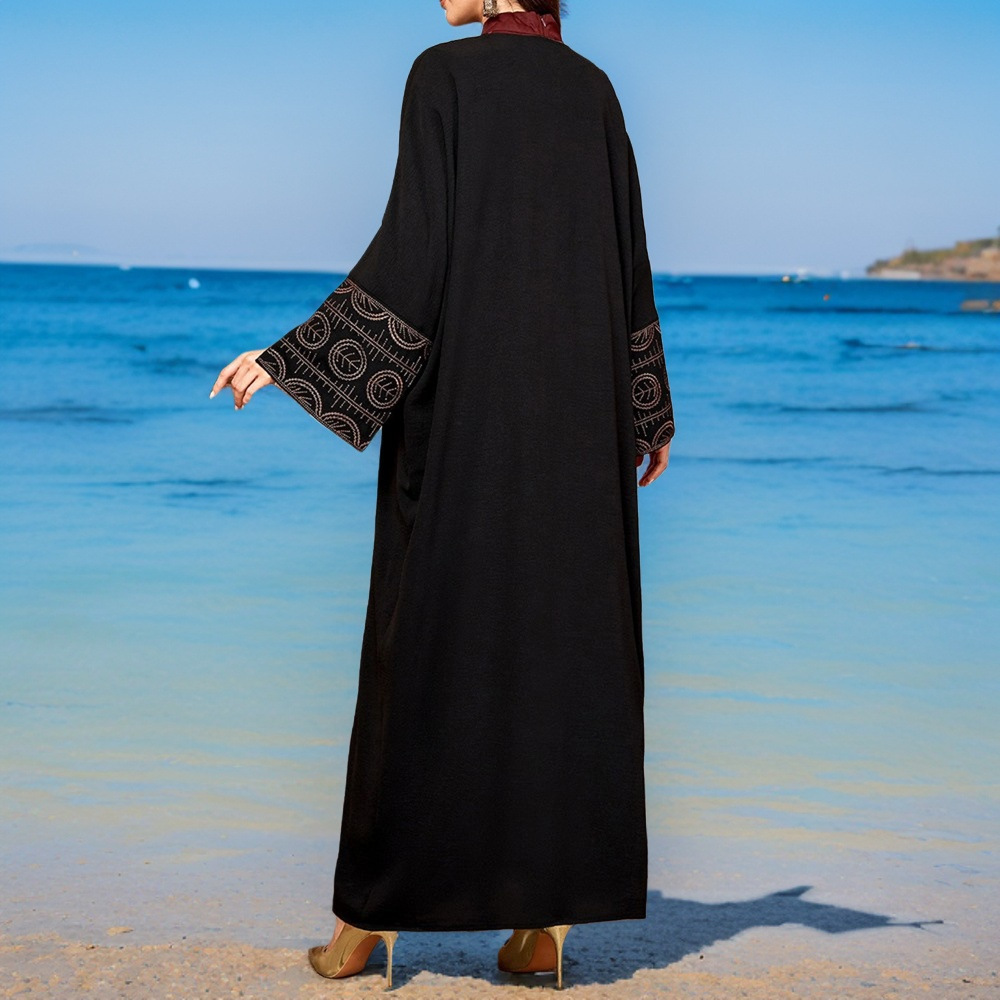 New Abaya Women's Dubai Embroidered Cardigan Middle Eastern Robe Muslim Fashion Elegant Cross-Border Dress