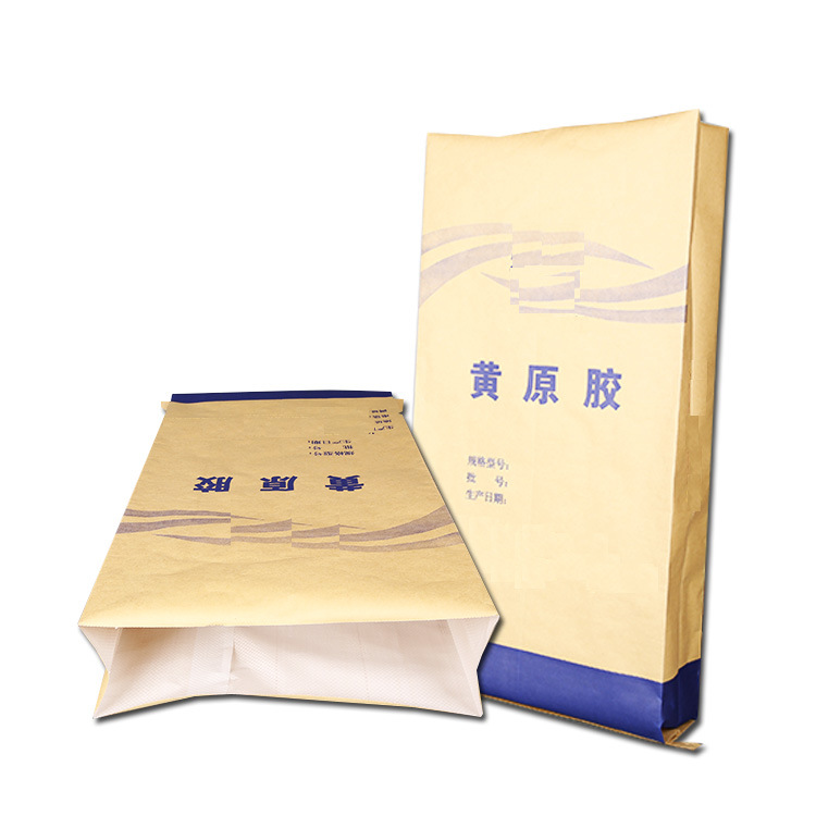 Food Packaging Bag Xanthan Gum 25kg Kraft Paper Plastic Composite Bag Middle Seam Bag