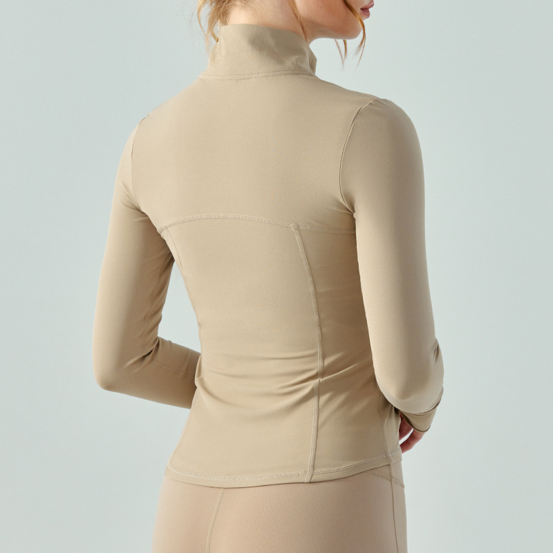 Sports Jacket Women's Autumn and Winter Naked Sense Slim-fit Slimming Zipper Yoga Suit Long-sleeved Outdoor Running Jumping Fitness Top