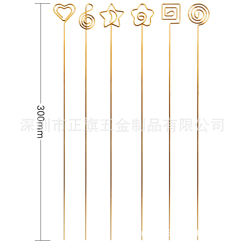 70 to 450mm flower-shaped heart-shaped round metal business card holder note clip gardening flower plug-in cross-border in stock