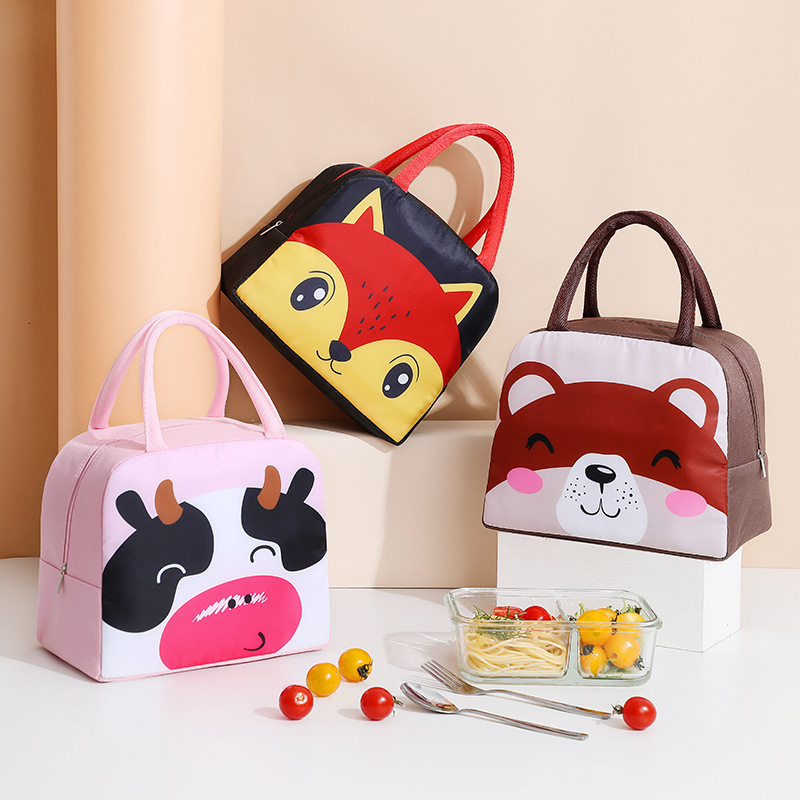 Big Face Cute Animal Lunch Box Bag Primary School Students Bring Lunch Bag Out Lunch Bag Small Tote Bag Cartoon Lunch Box Bag