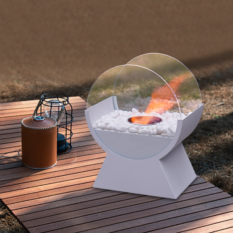 Cross border hot sale alcohol fireplace indoor decoration desktop fireplace portable outdoor round glass stove factory wholesale