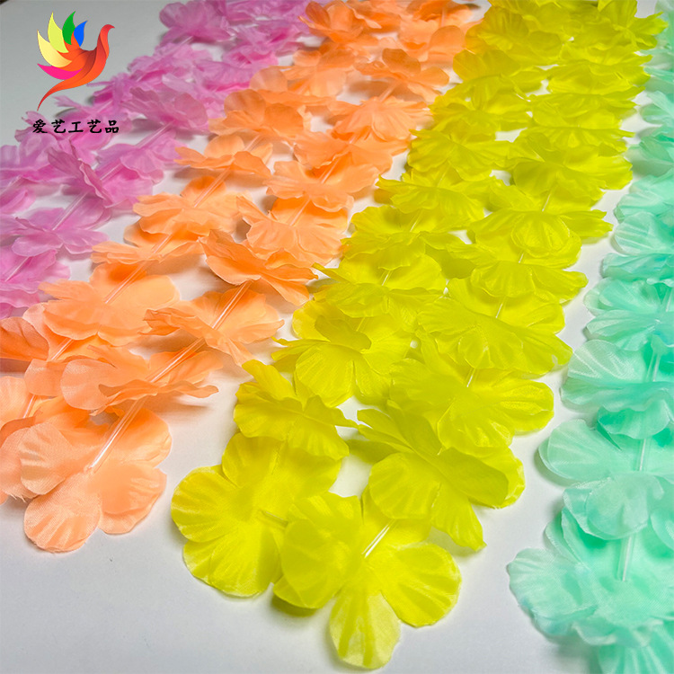 Macaron color polyester cloth simulation petal wreath 24 pairs of petals diameter 6.5cm length 100cm colorful wreath