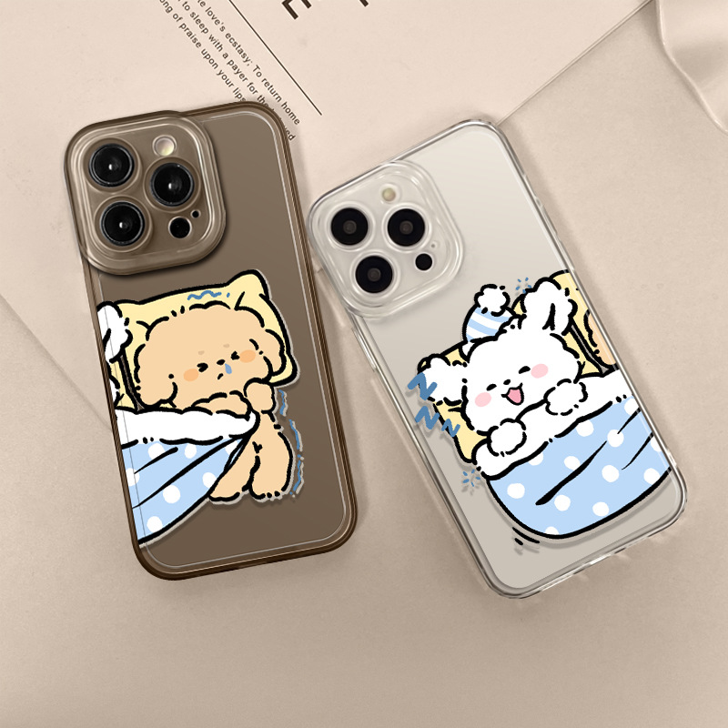 Cute Puppy Couple Suitable for Apple 15Promax Mobile Phone Case Iphone13 New Xiaomi 14 Grab Quilt Dog