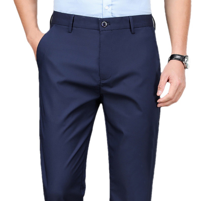 Middle-aged and elderly men's casual long pants stretch pants father loose straight pants dad pants versatile fashion suit pants