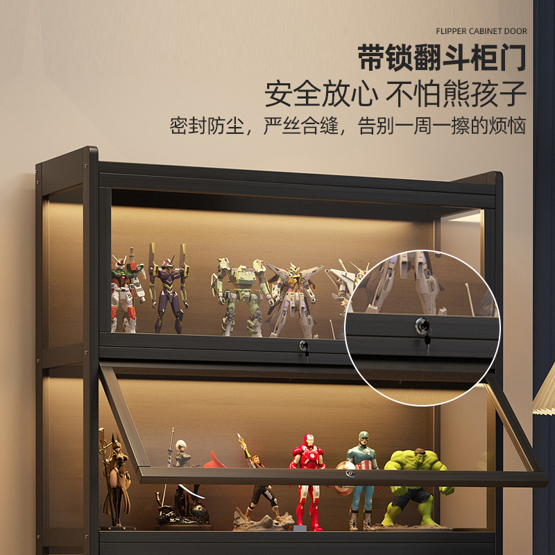 Hand-Made Display Cabinet with Lock, Acrylic Transparent Dust-Proof Display Stand, Lego Blind Box Ornament Model Storage Cabinet
