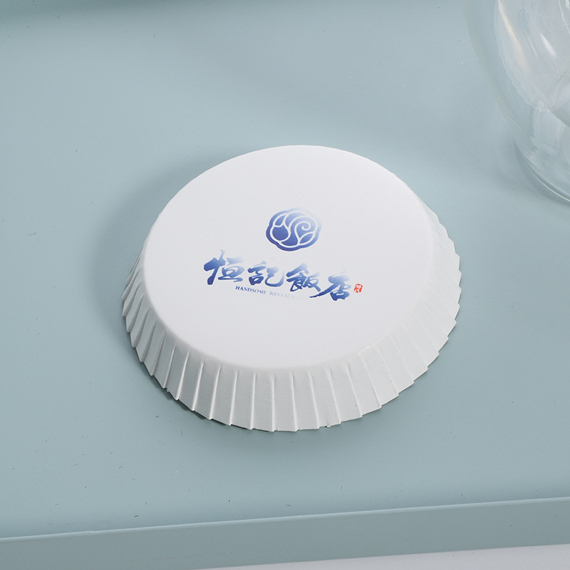 Barber Shop Beauty Salon Disposable Paper Cup Lid Paper Coaster with Straw Mouth Straw Hole Paper Cup Lid Can Be Customized with Logo