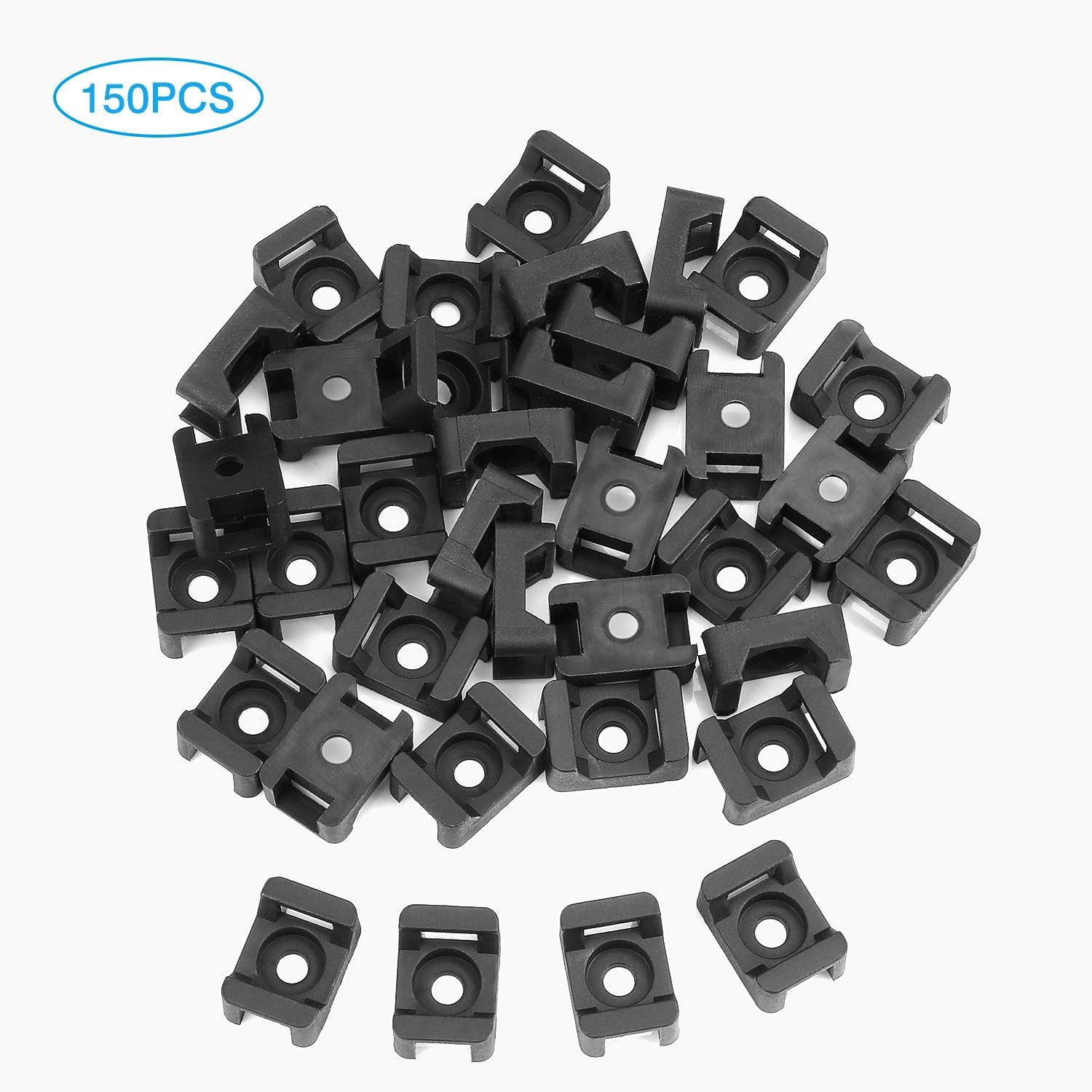 Coolty 150 Stück Schwarz Cable Tie Fixing 23Mmx16Mm