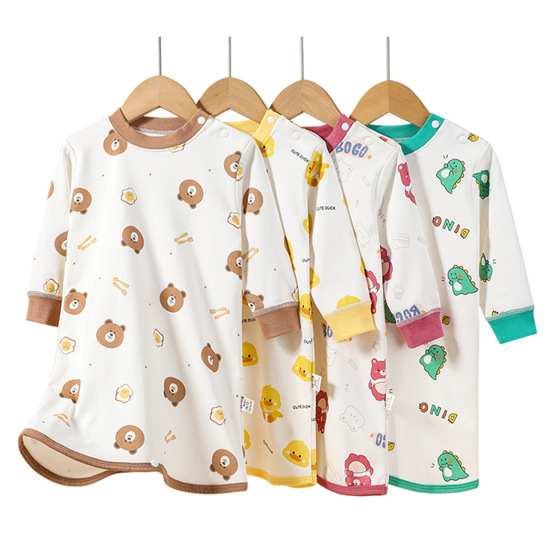 Children's Pajamas, Spring and Summer Baby Pajamas, Summer Baby Sleeping Bags, Boys and Girls Home Air-Conditioning Clothes, One-Piece Anti-Kick Pajamas