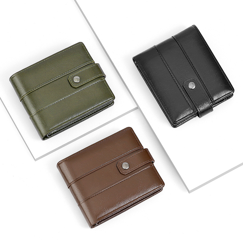 Cross-Border New Men's Wallet European and American Retro Style Short Driver's License 80% off Leather Multi-Card Slot Coin Clip