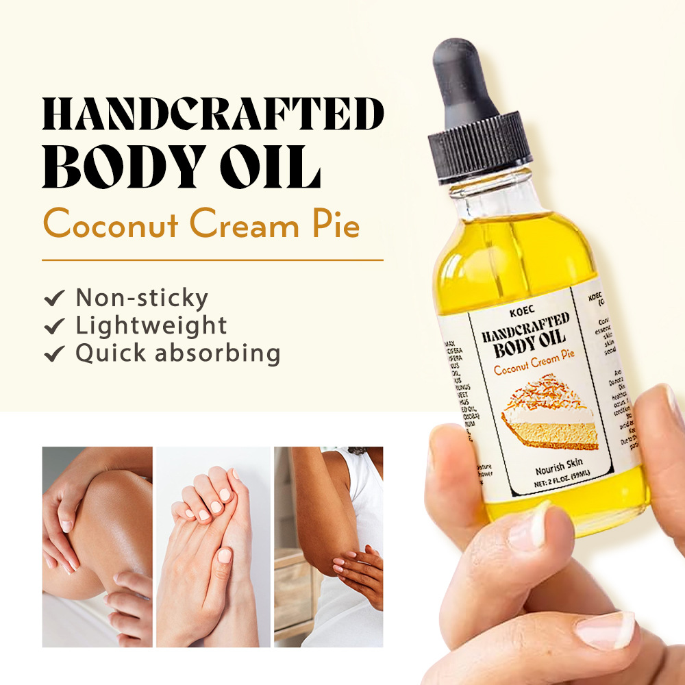 KOEC Coconut Pie Moisturizing Body Oil Body Nourishing Moisturizing Care Massage Essential Oil English Cross Border Wholesale FDA