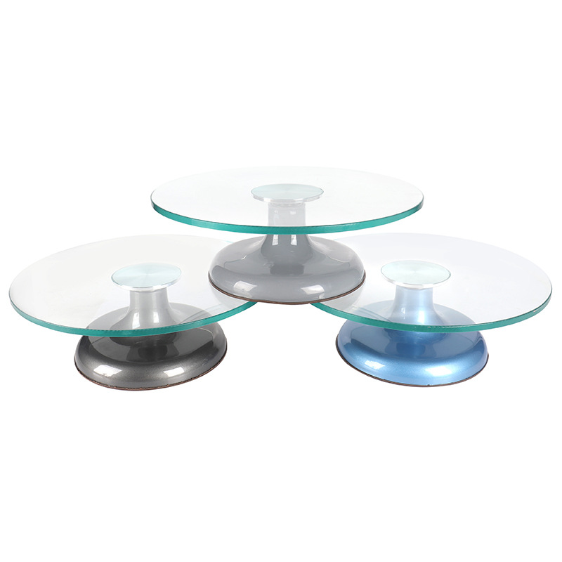 Tempered Glass Decorating Table Rotating Cake Baking Mold Tools Solid Non-slip Decorating Table Cake Turntable