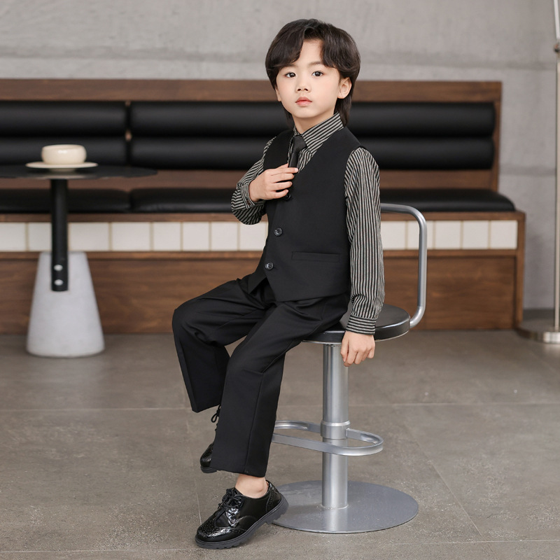 Children's Vest Dress suit Summer Flower Girls Wedding Dress Baby's Birthday Suit Boys' Performance Suit