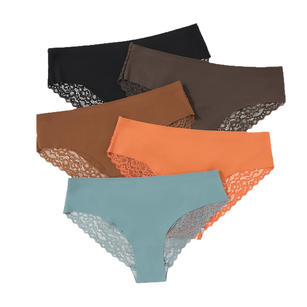 Traceless lace stitching cross-border cross-border for women's comfortable size stretch breathable briefs solid color underwear