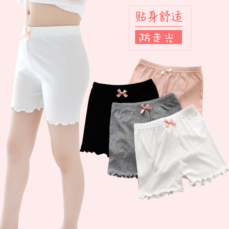 New Summer Girls' Modal Safety Pants, Anti-Exposure Kidsren's Pants, Bow Three-Quarter Pants, Leggings, Girls' Underwear