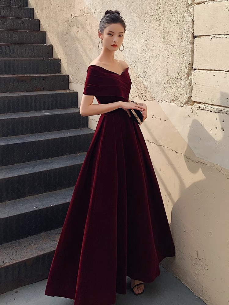 Toast Dress Small Bride Wine Red Large Size Pregnant Women's Belly Covering Wedding Engagement Dress Evening Dress Women's Banquet