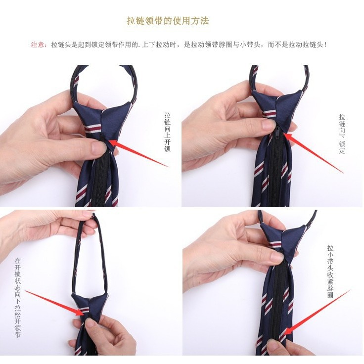 8cm Lazy Knot-Free Zipper Tie Tie Polyester Thick Stripe Men's Business Dating Banquet Joker Direct Supply