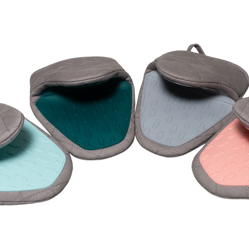 Cross-Border Popular Fish-Shaped Silicone Hand Clips with Cotton, Thickened, Heat-Insulating, Anti-Scalding, High-Temperature-Resistant Microwave Oven Gloves