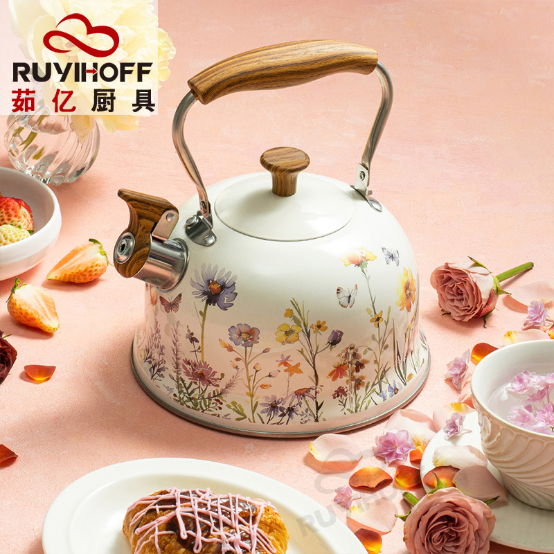 Креативный свистящий чайник в европейском стиле 3L, новый цветочный свистящий чайник