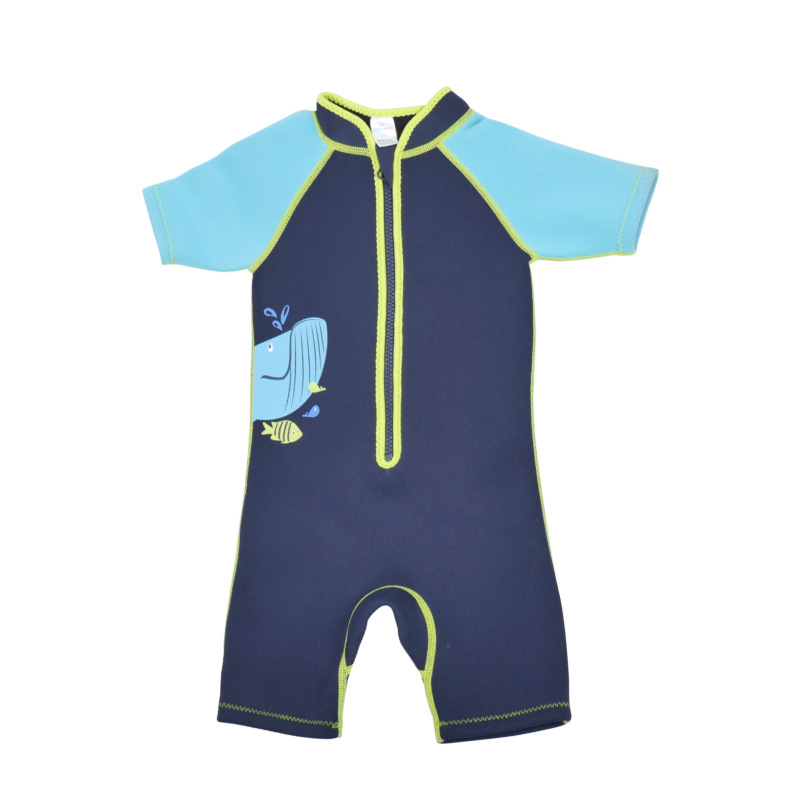 Children's short-sleeved beach swimsuit snorkeling surfing suit waterproof quick-drying windproof warm one-piece swimsuit