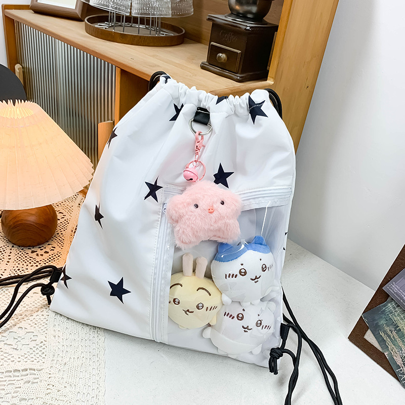 Cute Large-Capacity Drawstring Backpack Niche Original Versatile Street Backpack Lightweight Travel Japanese Backpack Trend