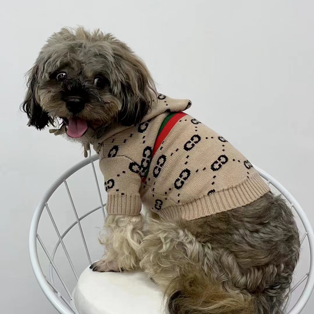 2022 Pet One-Piece Hooded Autumn and Winter Knitted Clothes for Dogs and Cats, Thickened and Warm for Teddy and Schnauzer
