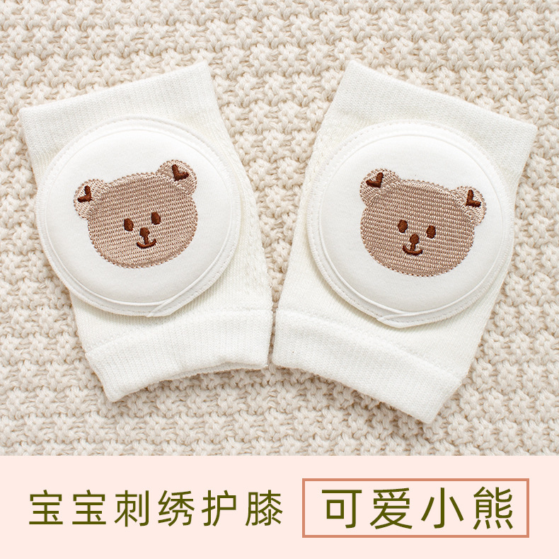 Cute Amoy Baby Mesh Knee Pads Baby Summer Thin Toddler Pads Children's Cartoon Embroidered Elbow Pads Knee Pads
