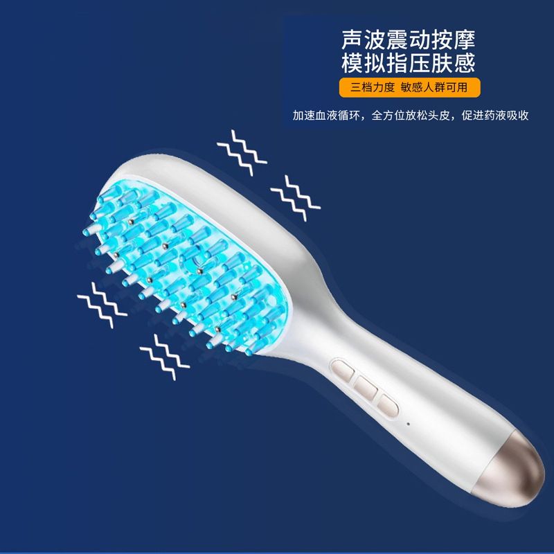 Cross-Border Micro-Current Massage Comb, Household Electric Meridian Red and Blue Light Hair Care, Hair Nourishment, Hair Strengthening, Care and Application of Medicine to Prevent Hair Loss