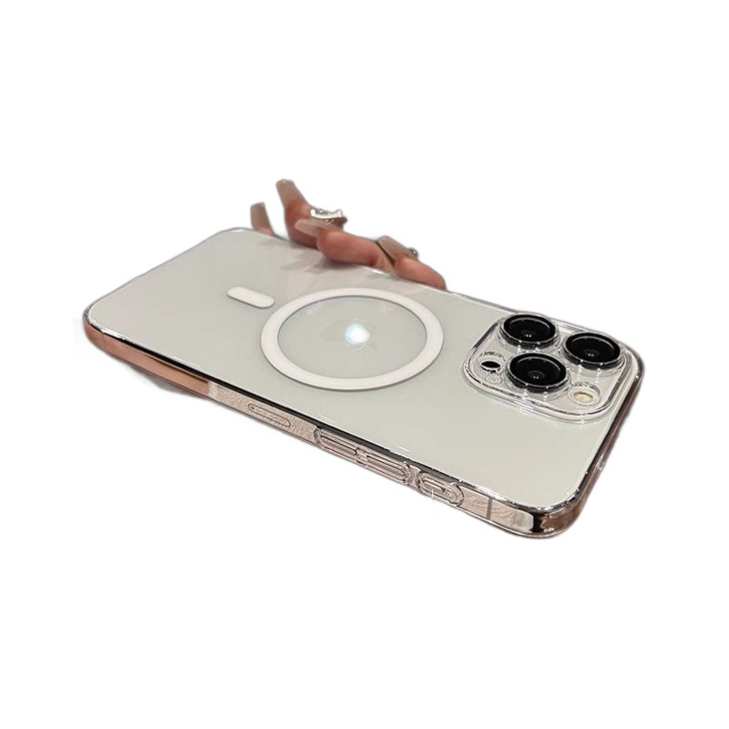 Acrylic Precision Hole iPhone 17 Magnetic iPhone 16 Phone Case Suitable for Transparent 15 Pro Anti-Drop Lens Film