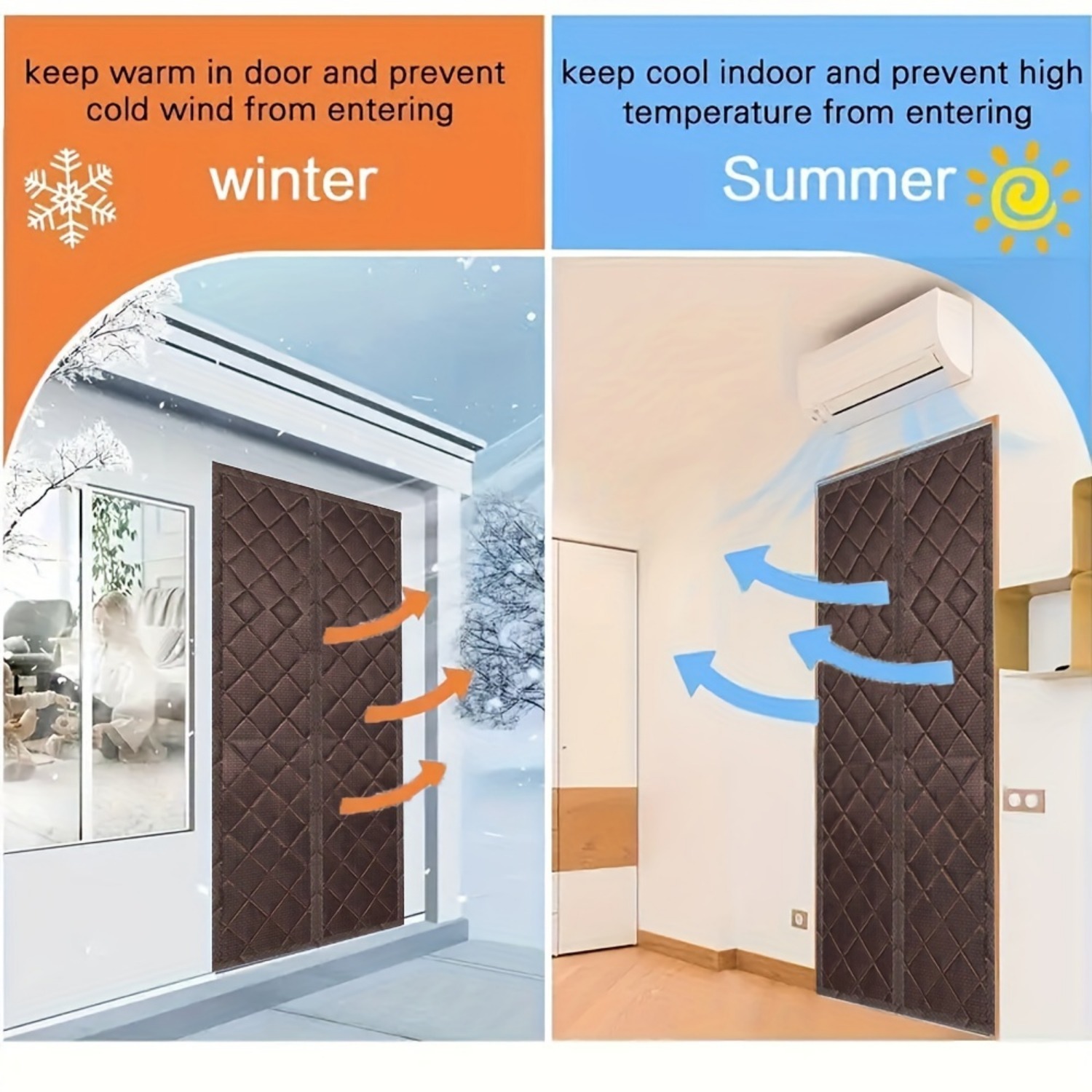 Cotton Door Curtain Winter Warm Windproof Door Curtain Kitchen Bedroom Room Home Partition Curtain Anti-Mosquito Soft Gauze Curtain