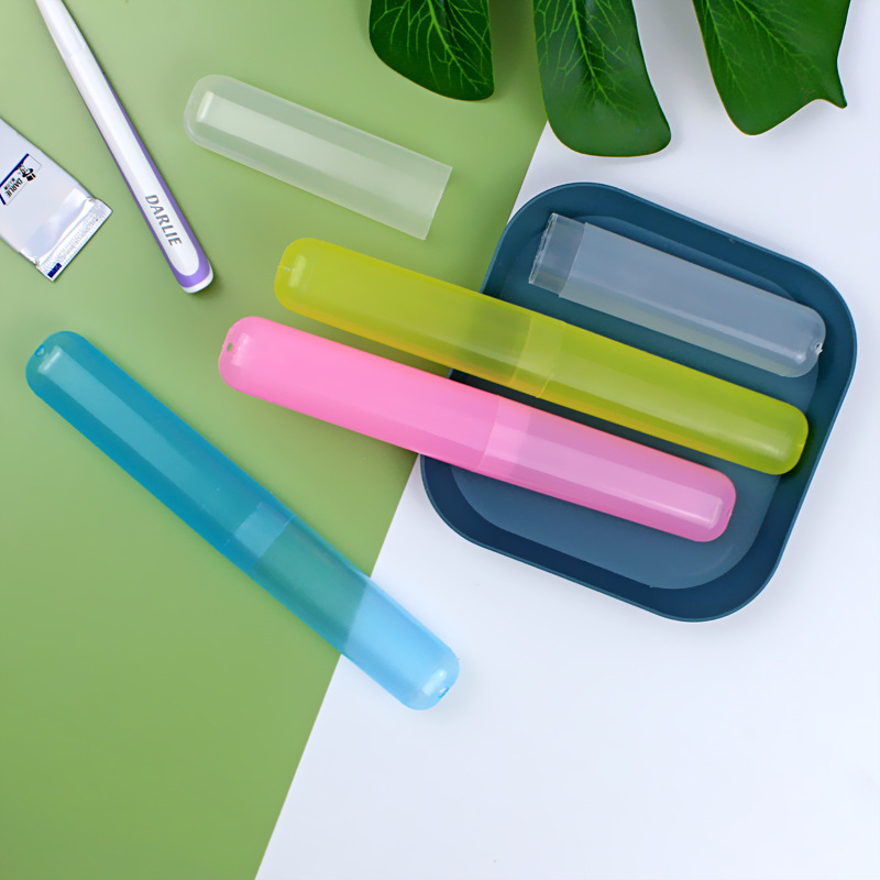 Travel Portable Toothbrush Box Set Colorful Candy Color Frosted Toothbrush Protective Cover Dustproof Toothbrush Storage Box