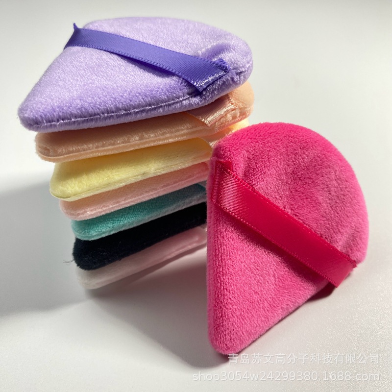 Triangle Crystal flocking powder puff short velvet powder powder powder powder puff Crystal velvet makeup super soft makeup air cushion