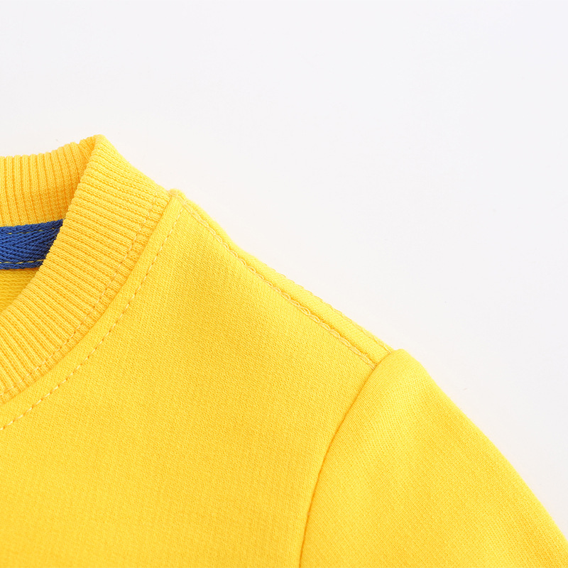 Children's Sweatshirt Pure Cotton Spring & Fall Terry Thin Pure Color Blank Round Neck Long-Sleeved Outwear Hoodie Clean Version Kidsren's Clothing Cross-Border