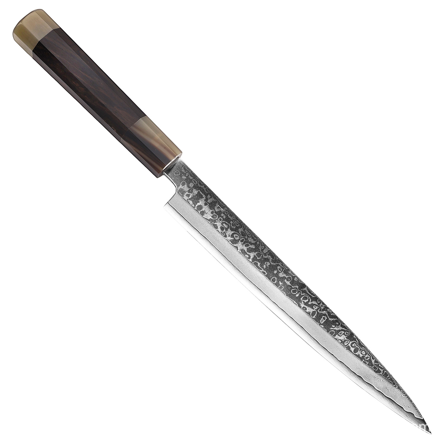 Japanese style kitchen knife with double horn handle knife Japanese style Damascus steel willow blade first pill knife for sushi slicing knife