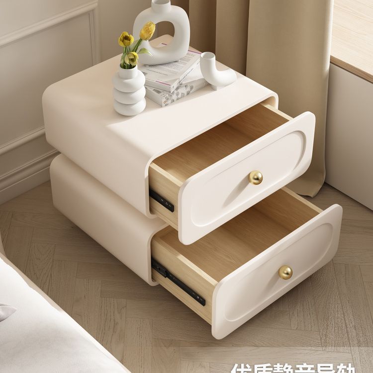 Bedroom Home Light Luxury Solid Wood Bedside Table Simple Modern French Cream Style Storage Cabinet Black Leather Bedside Table