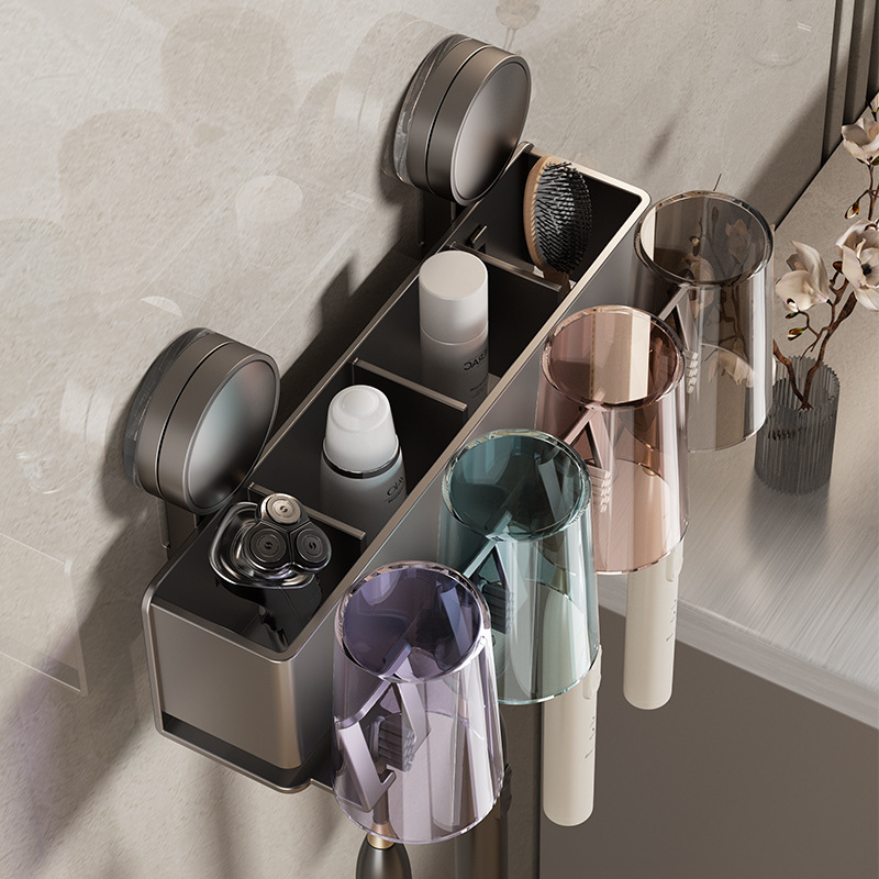 Bathroom Suction Cup Toothbrush Holder Toothbrush Cup Storage Rack Mouthwash Cup Brushing Cup Storage Washbasin Wall Hanging Family
