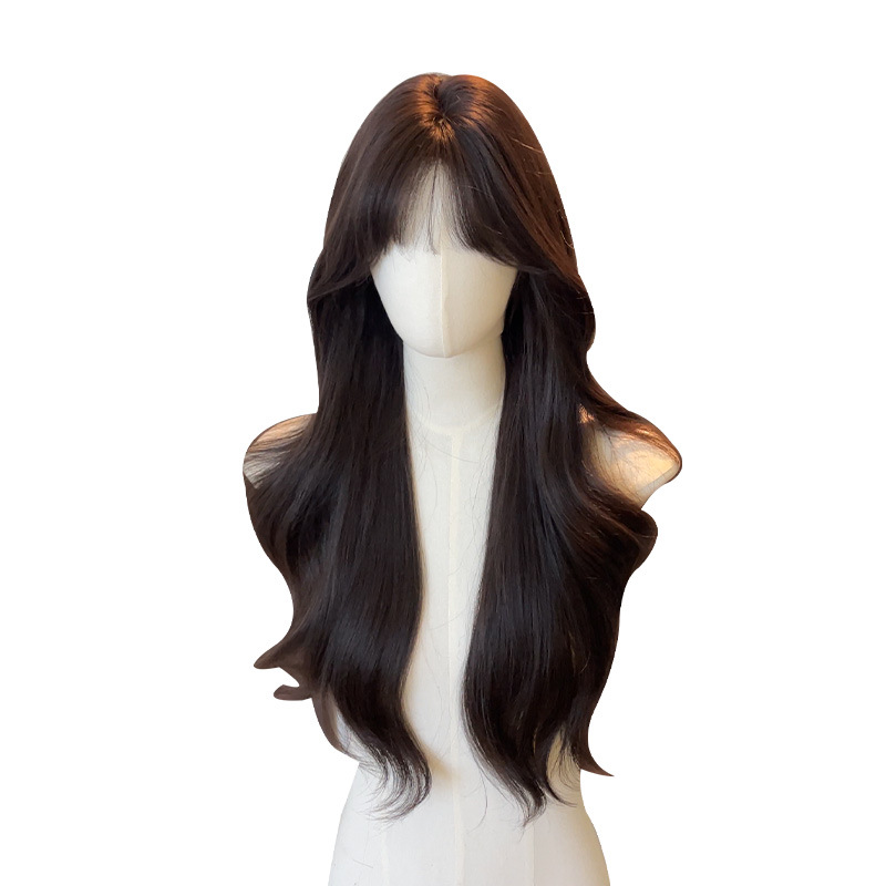 Er Ying Wig Female Long Hair Big Wavy Long Curly Lolita Realistic Air Bangs Wig Full Head Wig