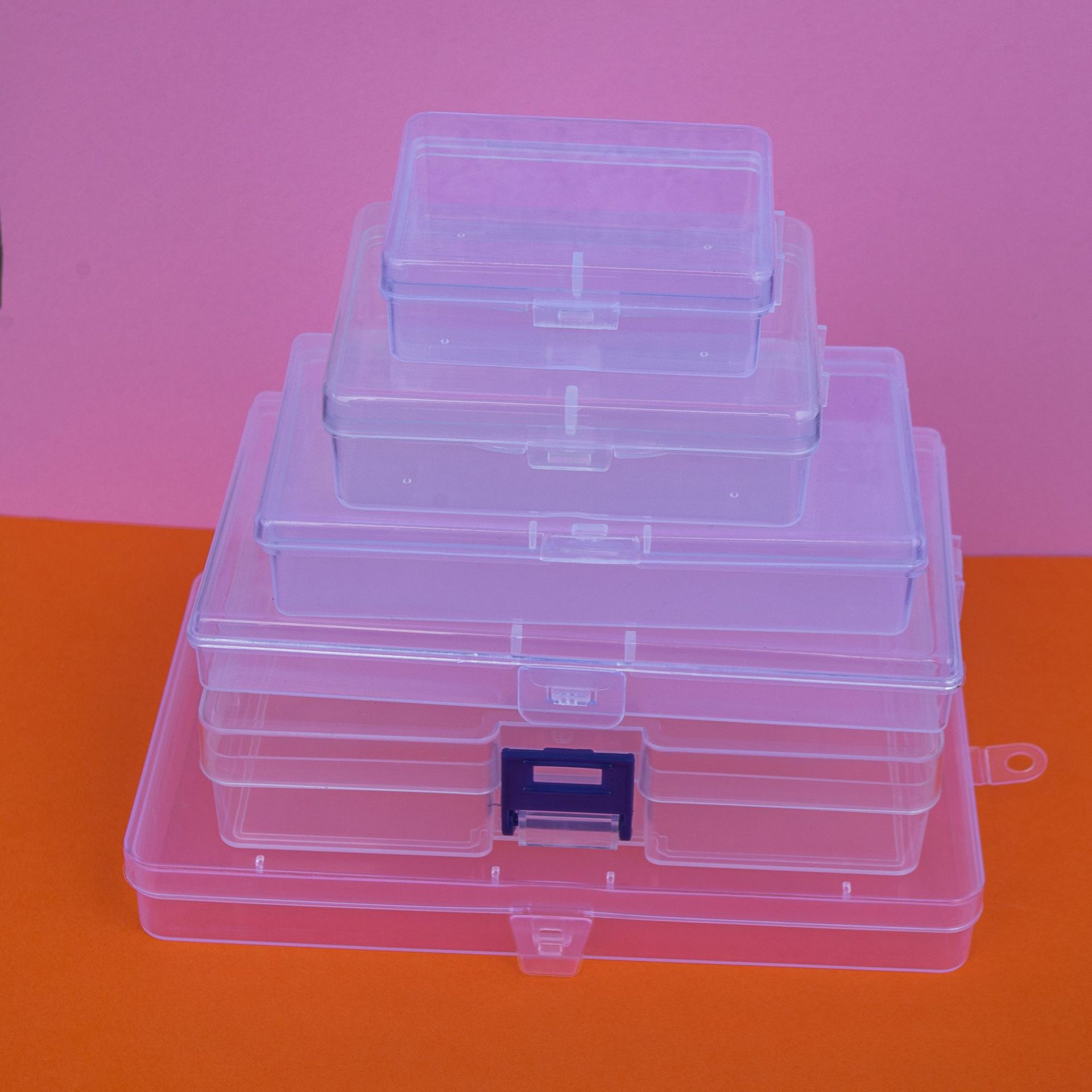 Rectangular Transparent Plastic Stationery Packaging Box Sample Zero Components Toy Storage Box Accessories Plastic Box with Lid
