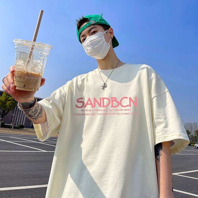 Short-Sleeved T-Shirt Men's Summer American Trendy Loose Student Heavyweight Trendy Brand Large Size Half-Sleeved T-Shirt Versatile Clothes